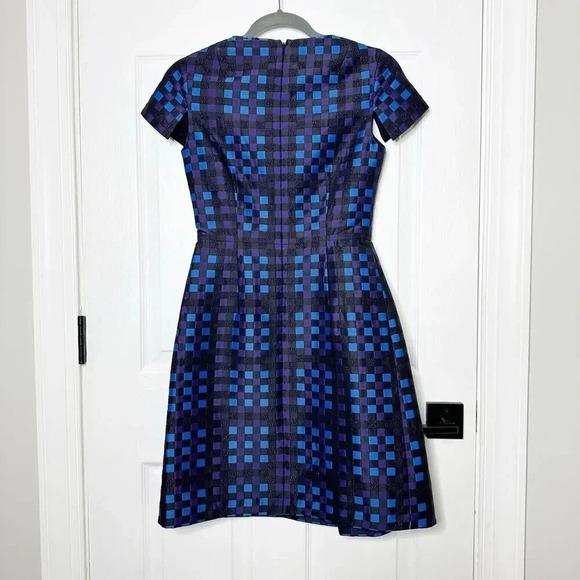SHOSHANNA Size 0 Checkered Grid Fit & Flare Dress Pleated Front Cocktail Party - Picture 7 of 8